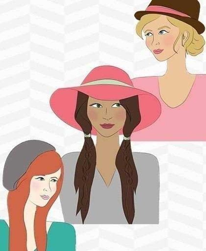 illustration of three people wearing hats