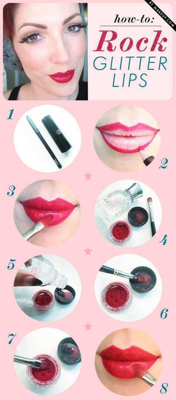 how to wear glitter lipstick