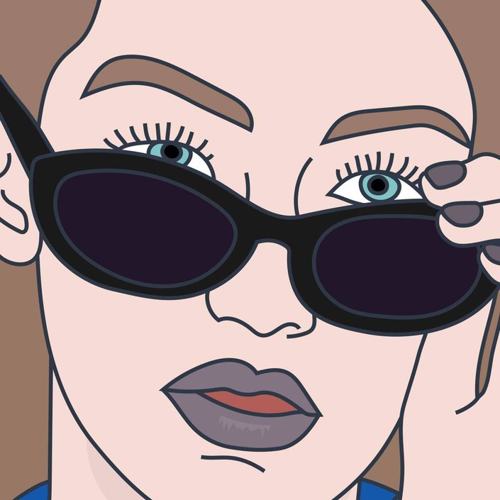 illustration of person wearing gray lipstick