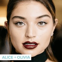 person wearing dark red lipstick