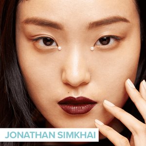person wearing dark lipstick