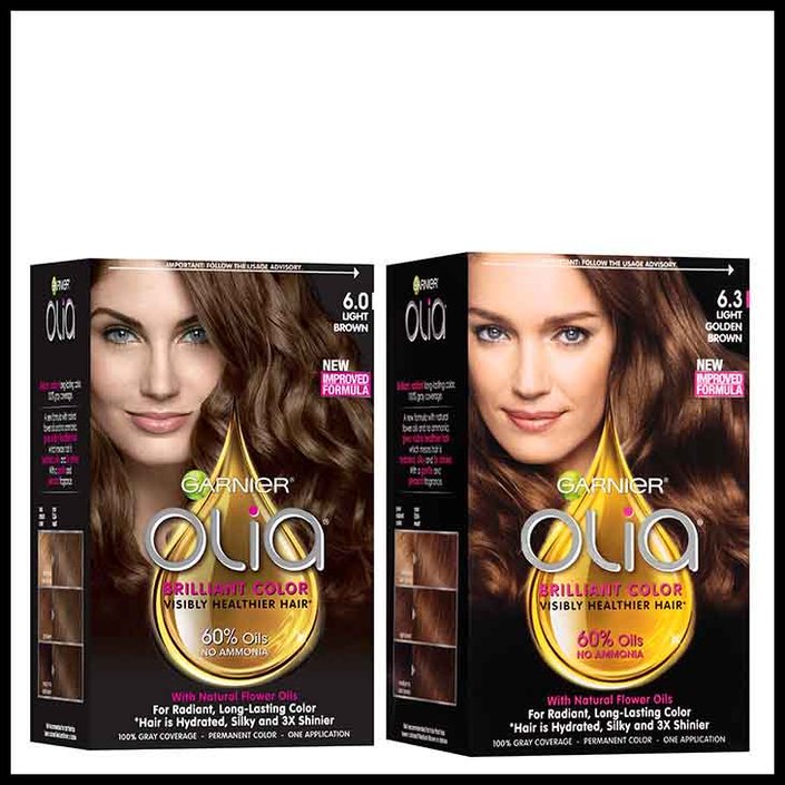 Garnier Olia Brilliant Color in 6.0 Light Brown and 6.3 Light Golden Brown