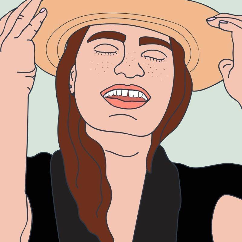 illustration of person wearing hat and smiling