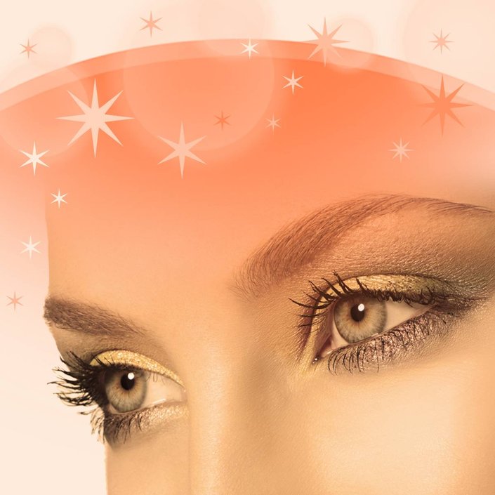 close-up of person's eyes and eyebrows