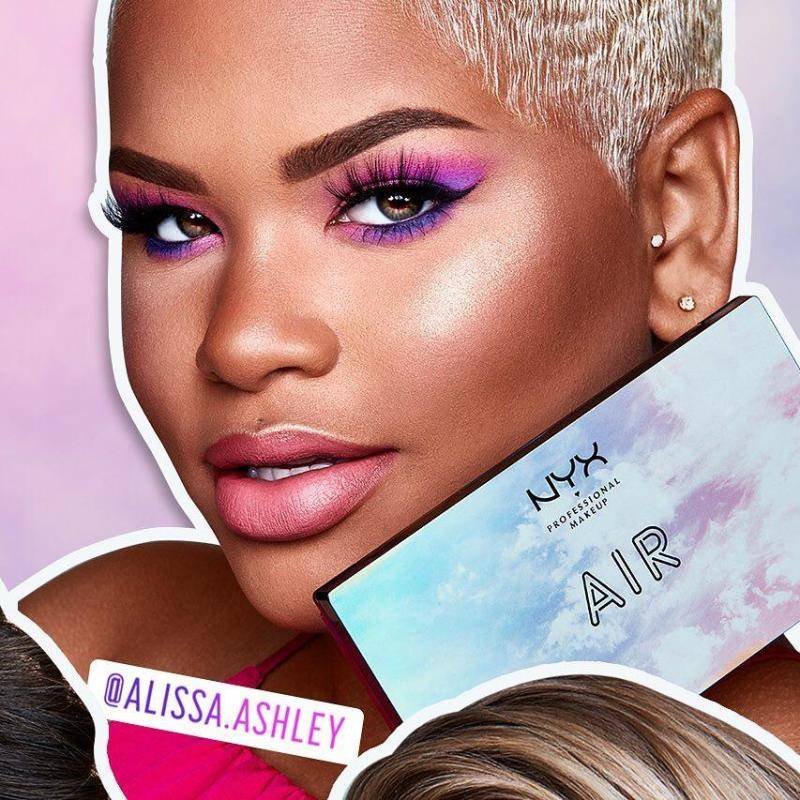 alissa ashley wearing pink and purple eyeshadow