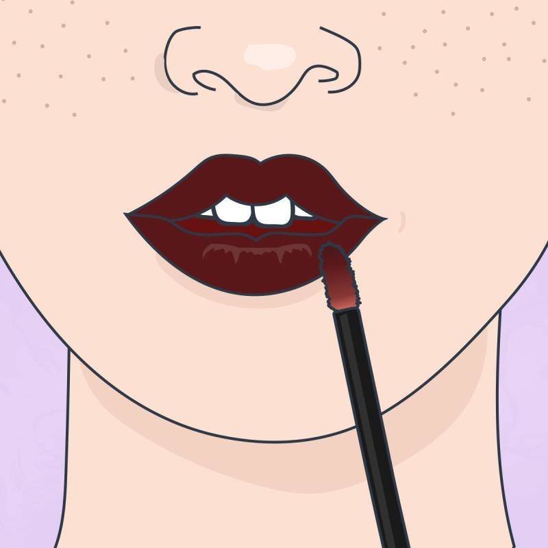 illustration of liquid lipstick being applied to lips