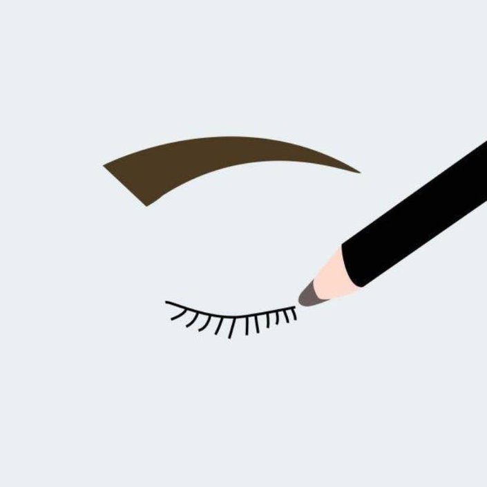 illustration of eyebrow, eyelashes and eye pencil