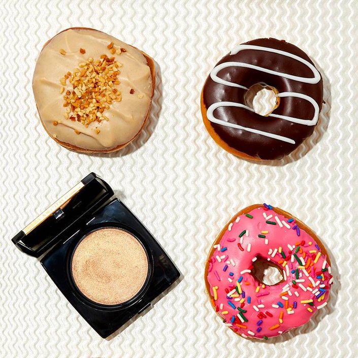 highlighter palette surrounded by donuts