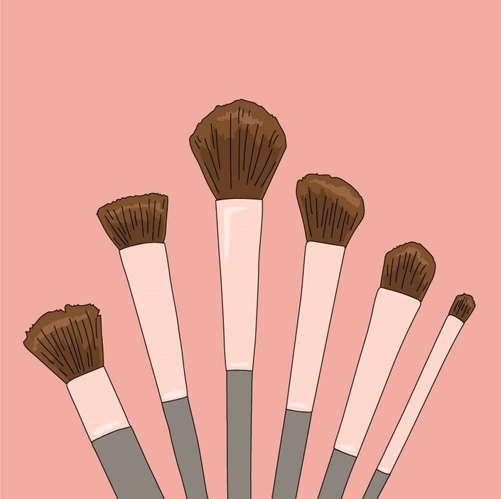illustration of makeup brushes