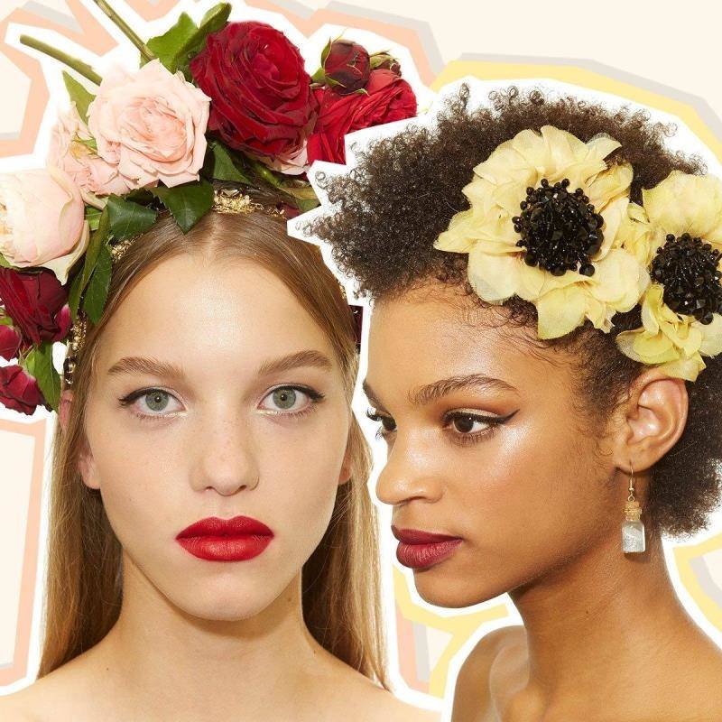 models wearing flowers in hair