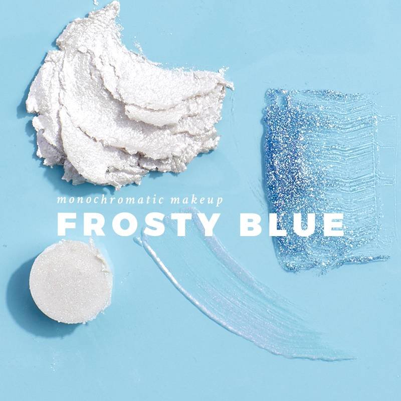 frosty blue and white makeup swatches