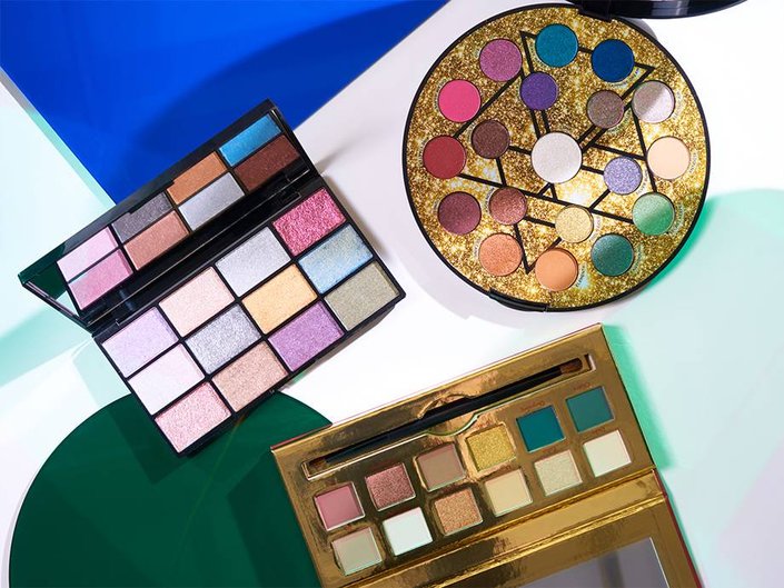 three jewel-toned eyeshadow palettes