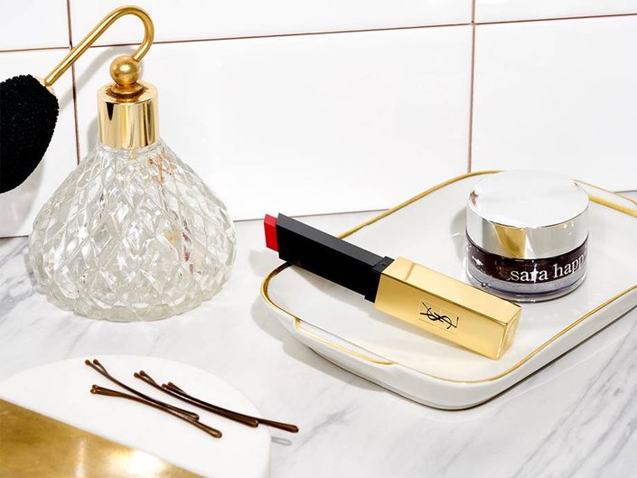 YSL Rouge Pur Couture The Slim Matte Lipstick and Sara Happ The Lip Scrub