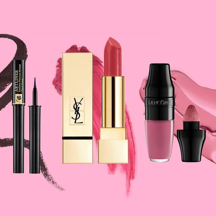 makeup products and makeup swatches