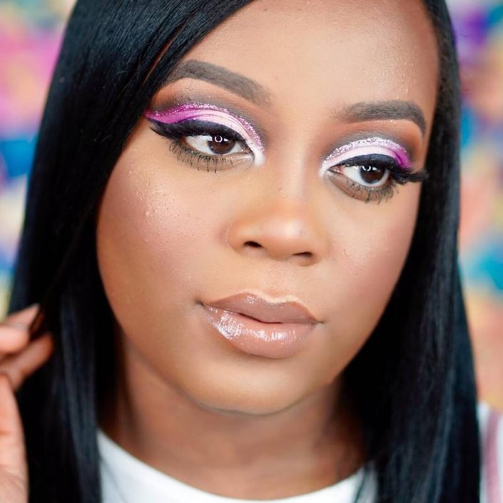 person wearing pink ombre eyeshadow