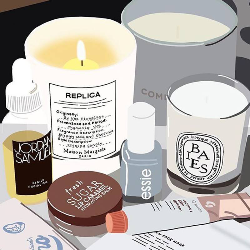 illustration of beauty products