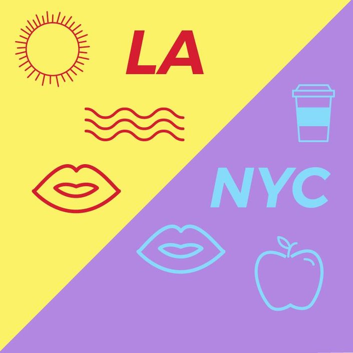 illustration depicting new york and los angeles