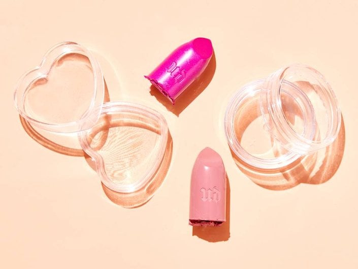 empty lip balm containers and urban decay lipstick tips