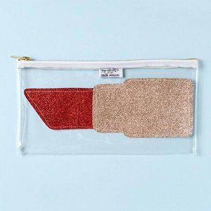 Julie Mollo Transparent Sparkly Lipstick Clutch
