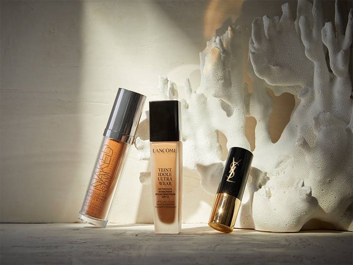 urban decay stay naked liquid foundation, lancome teint idole ultra long wear foundation, ysl beauty all hours foundation stick