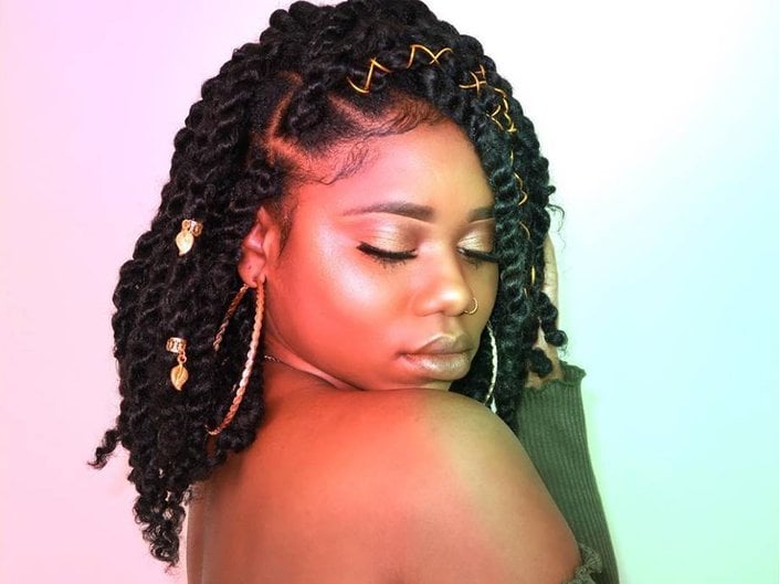 Easy Jumbo Twists As A Protective Style With Added Hair + Rubberband Method