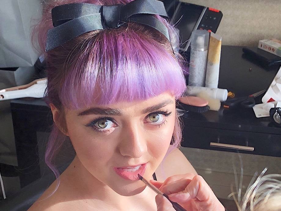 Maisie Williams getting her makeup done