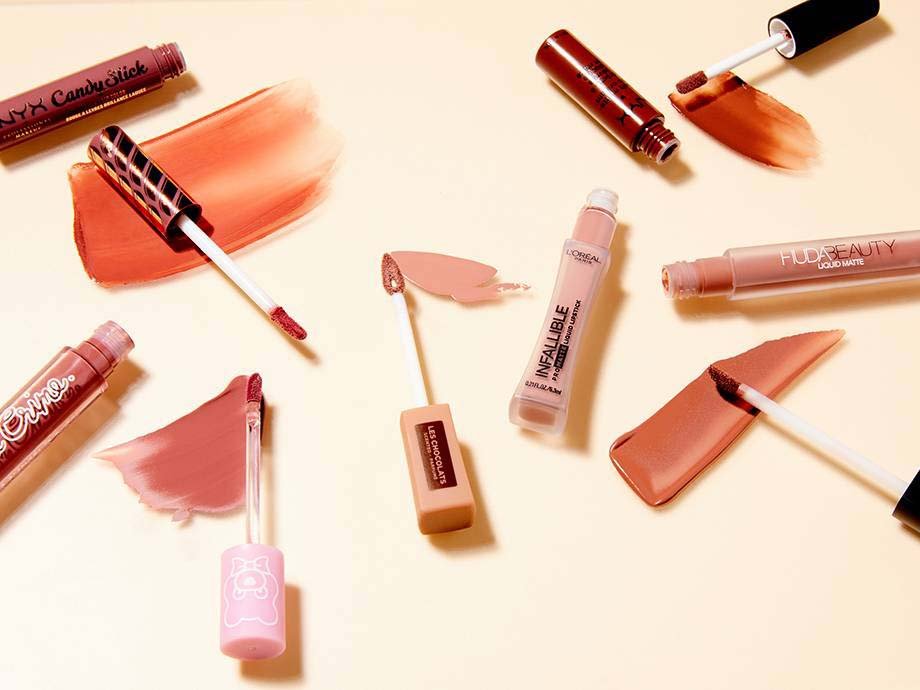 various shades of nude liquid lipsticks