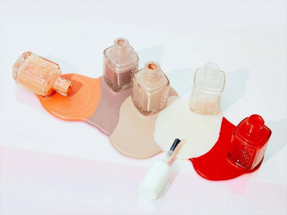 essie nail polish bottles and swatches