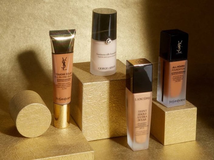luxury foundations in various shades