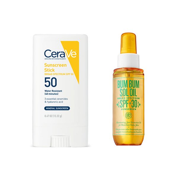 CeraVe Mineral Sunscreen Stick SPF 50 and Sol de Janeiro Bum Bum Sol Oil