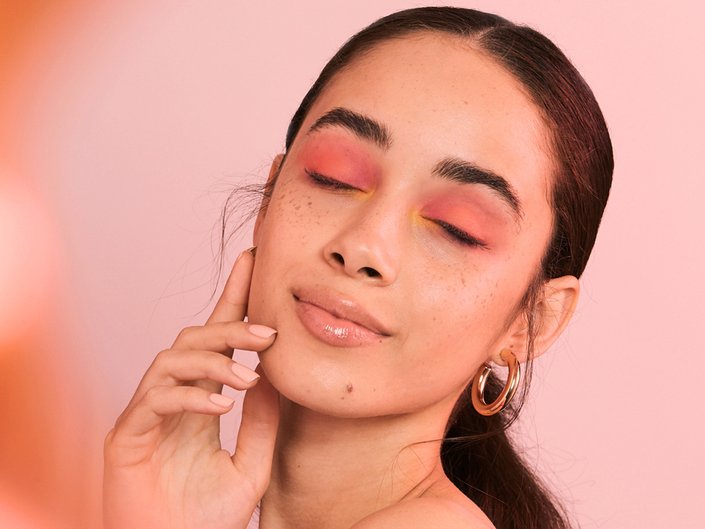 person wearing pastel eyeshadow