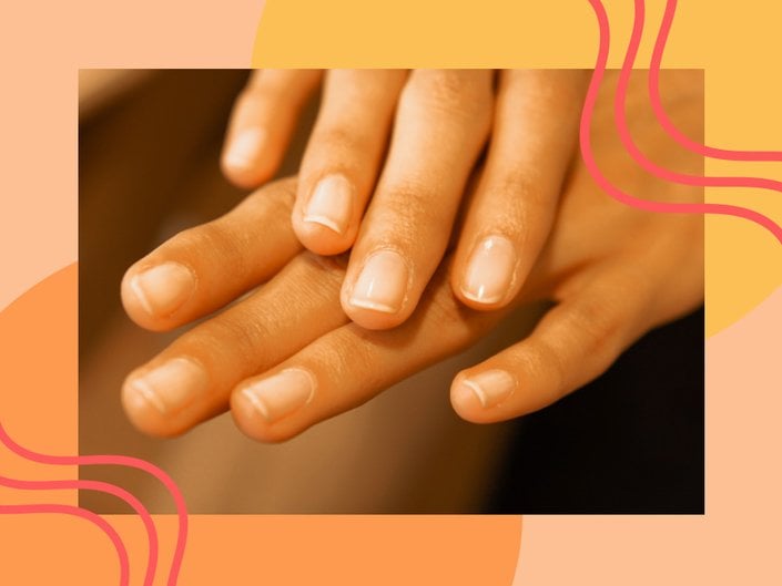 hands with nails painted clear