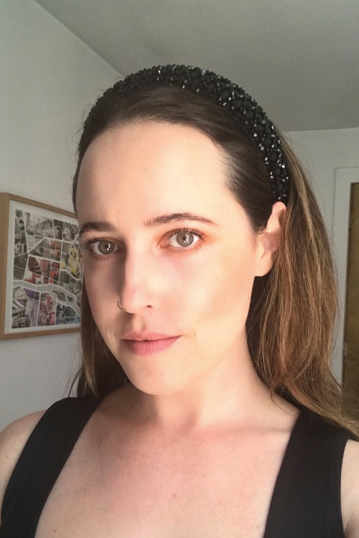 person wearing nude eye makeup