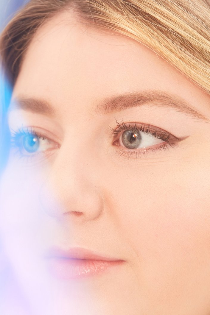 person wearing winged eyeliner