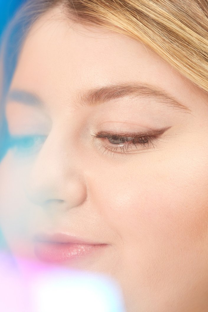 person wearing winged eyeliner