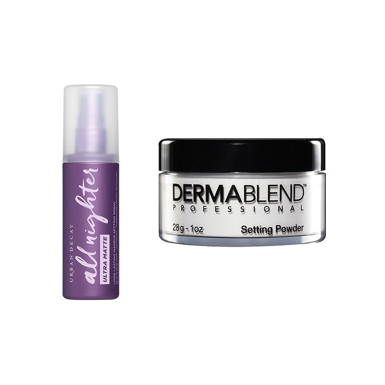 urban decay all nighter ultra matte, dermablend loose setting powder