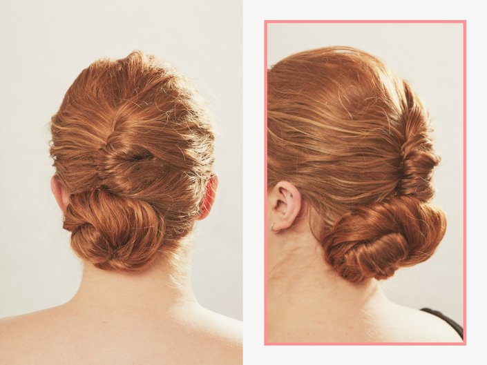 person wearing a banana bun hairstyle
