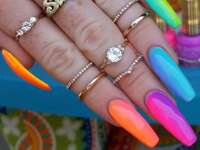 long colorful acrylic nails