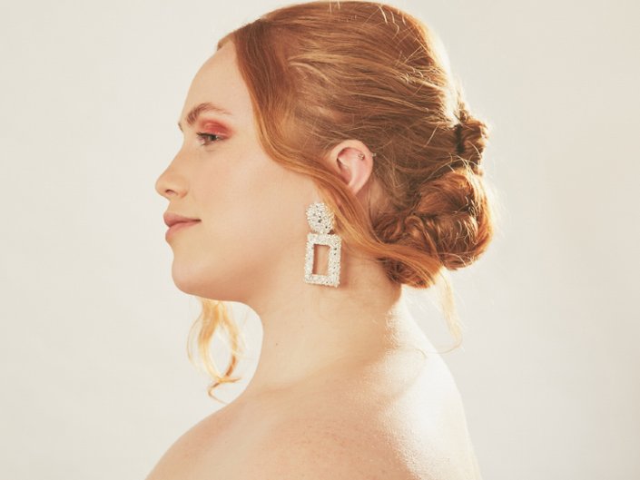person wearing a messy chignon