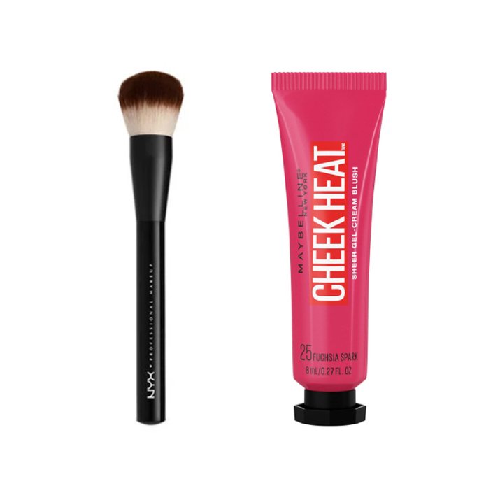 NYX Professional Makeup Multi-Purpose Buffing Brush and Maybelline New York Cheek Heat