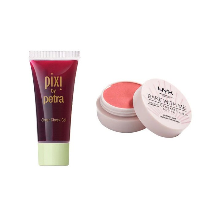 Pixi Beauty Sheer Cheek Gel and NYX Professional Makeup Bare With Me Cannabis Sativa Seed Oil Jelly Cheek Color