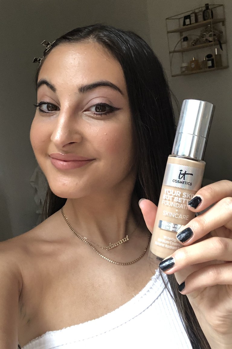 person wearing IT Cosmetics Your Skin But Better Foundation + Skincare in Medium Neutral 31