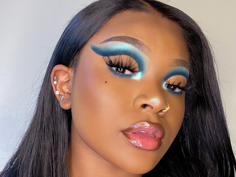 Orange and outlet blue eyeshadow