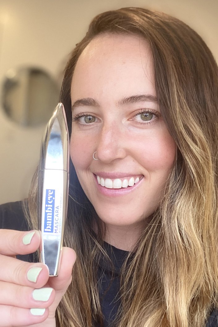 person wearing L’Oréal Paris Bambi Eye Waterproof Mascara