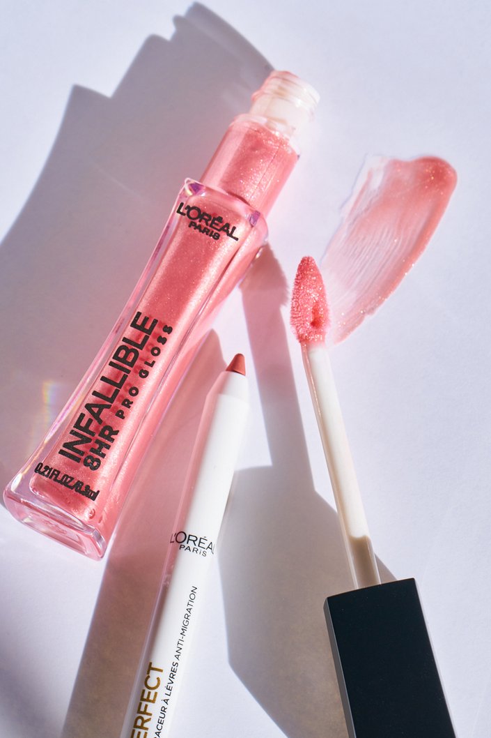loreal infallible 8 hr pro gloss, loreal age perfect lip liner