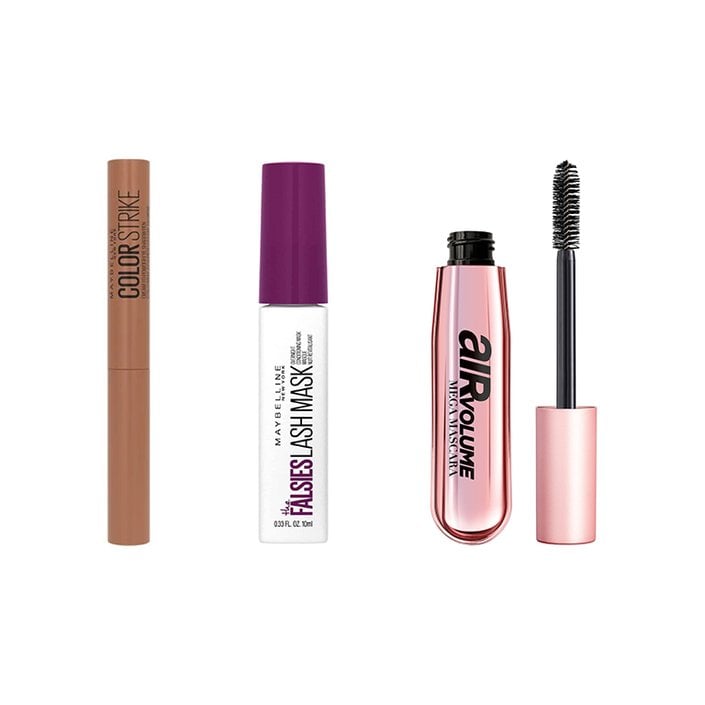 Maybelline New York Color Strike Cream-to-Powder Eyeshadow Pen, Maybelline New York The Falsies Lash Mask, L’Oréal Paris Air Volume Mega Mascara