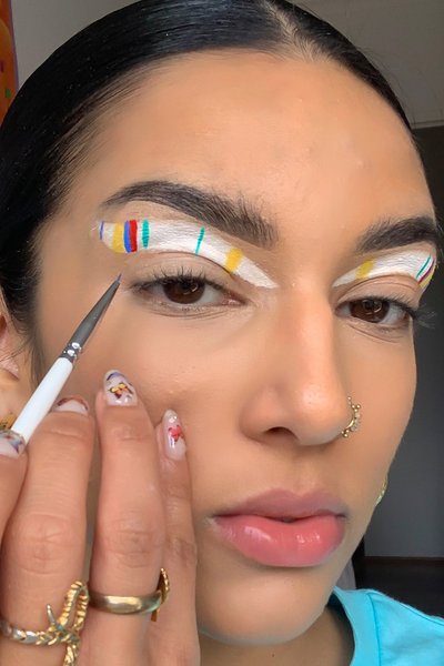rainbow plaid eyeliner tutorial