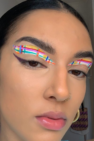 rainbow plaid eyeliner tutorial