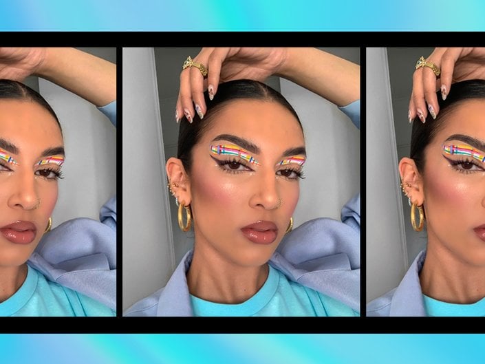 rainbow plaid eyeliner tutorial
