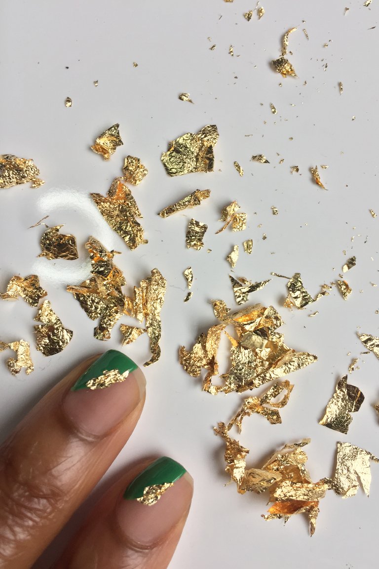 How to Create a Gold Foil Holiday Nail Look